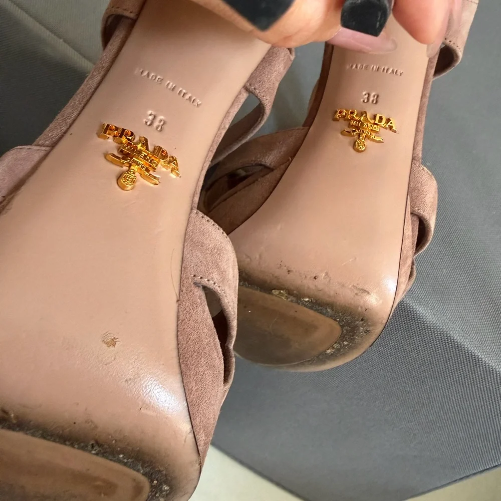Authentic Prada rose pink Suede Platform High-Heel Sandals size 38 - Picture 5 of 7